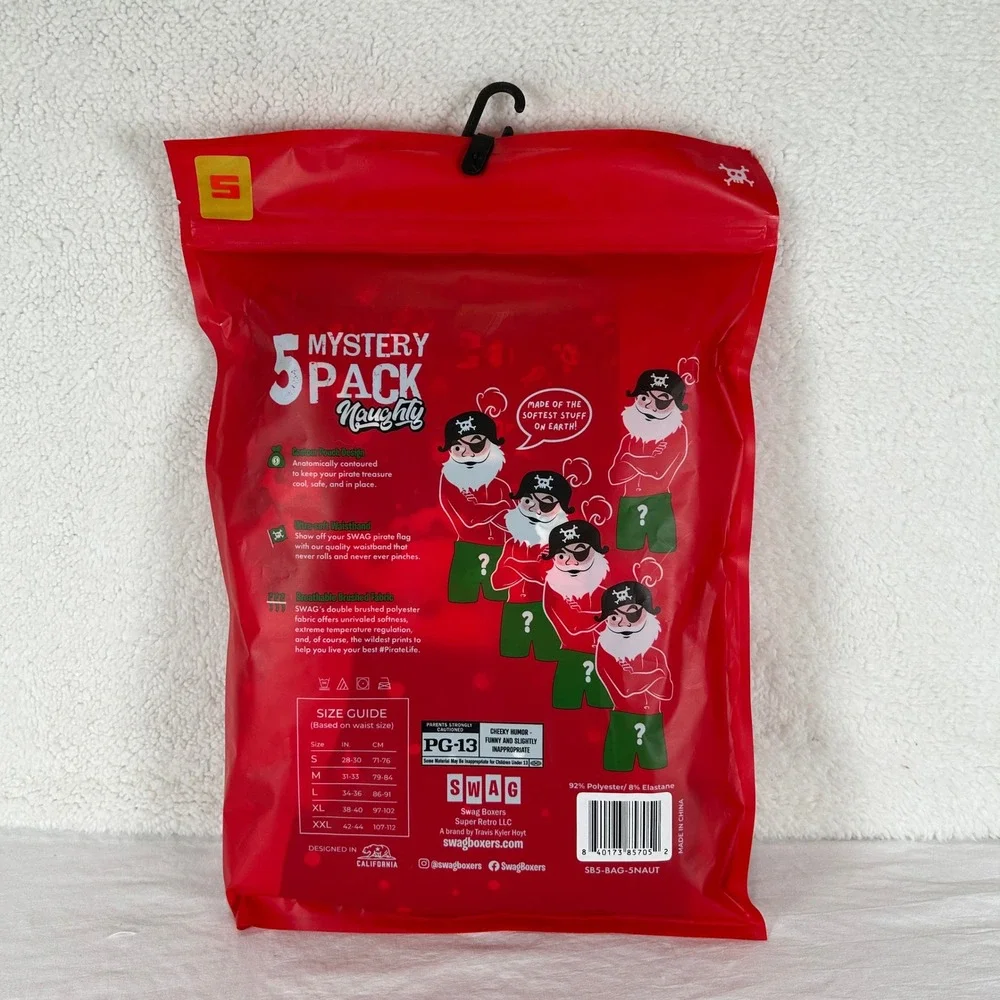 SWAG‎ Mystery Pack 5 Mens Small S Boxer Briefs Naughty Christmas Themed New